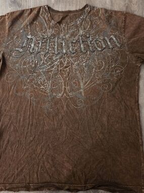Vintage Affliction Men’s XL Distressed Brown T-Shirt